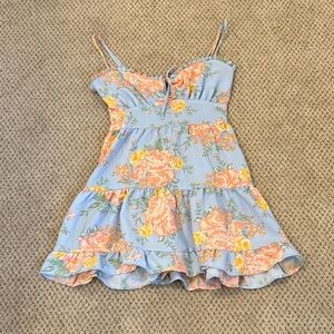 Love Tree Blue and Orange Floral Dress